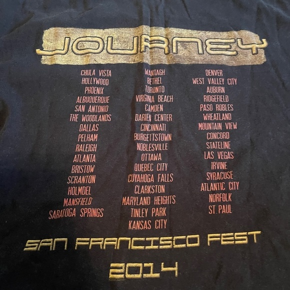 Journey 2014 Tour San Francisco Fest Concert T Shirt 2XL Black size medium - Picture 5 of 6